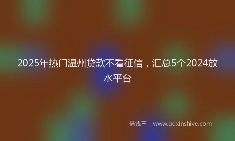 2025年热门温州贷款不看征信，汇总5个2024放水平台