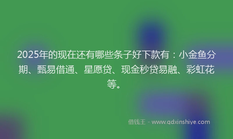 2025年的现在还有哪些条子好下款有：小金鱼分期、甄易借通、星愿贷、现金秒贷易融、彩虹花等。