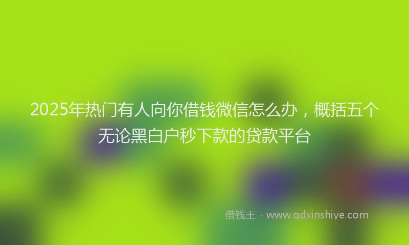 2025年热门有人向你借钱微信怎么办，概括五个无论黑白户秒下款的贷款平台