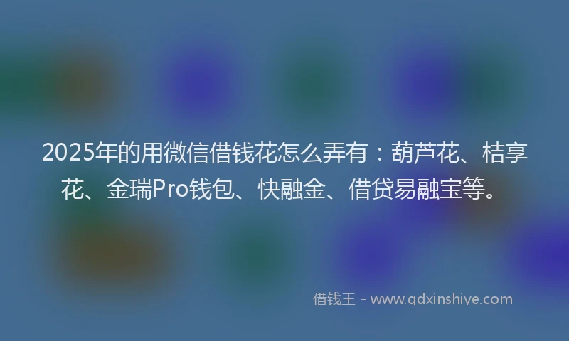 2025年的用微信借钱花怎么弄有：葫芦花、桔享花、金瑞Pro钱包、快融金、借贷易融宝等。