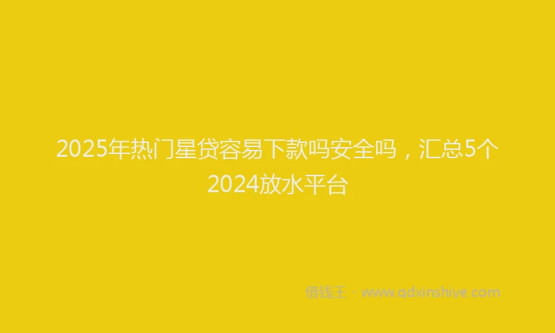 2025年热门星贷容易下款吗安全吗，汇总5个2024放水平台