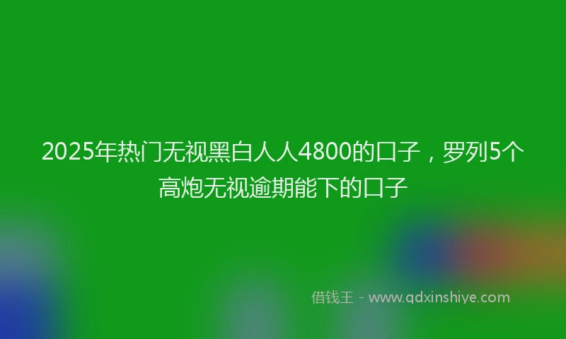 2025年热门无视黑白人人4800的口子，罗列5个高炮无视逾期能下的口子