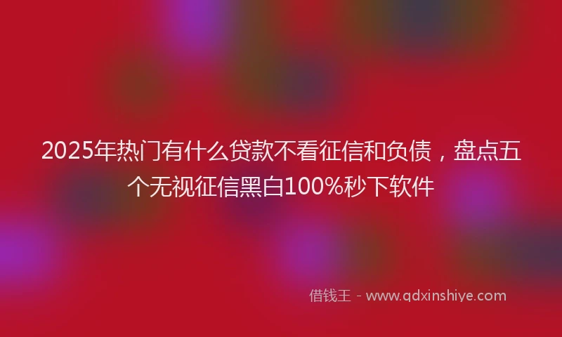 2025年热门有什么贷款不看征信和负债，盘点五个无视征信黑白100%秒下软件