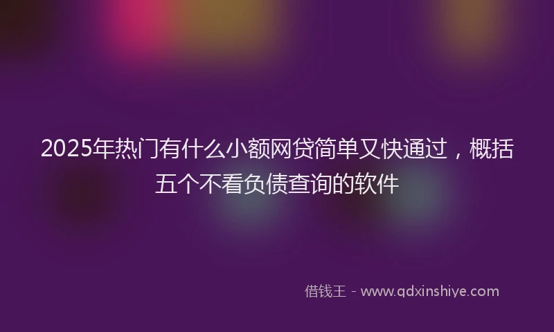 2025年热门有什么小额网贷简单又快通过，概括五个不看负债查询的软件
