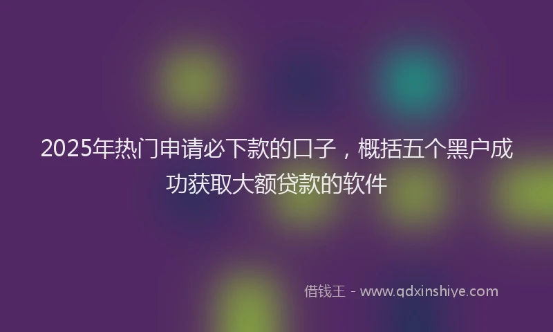2025年热门申请必下款的口子，概括五个黑户成功获取大额贷款的软件