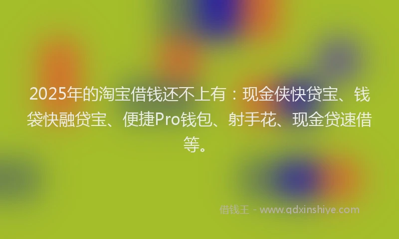 2025年的淘宝借钱还不上有：现金侠快贷宝、钱袋快融贷宝、便捷Pro钱包、射手花、现金贷速借等。