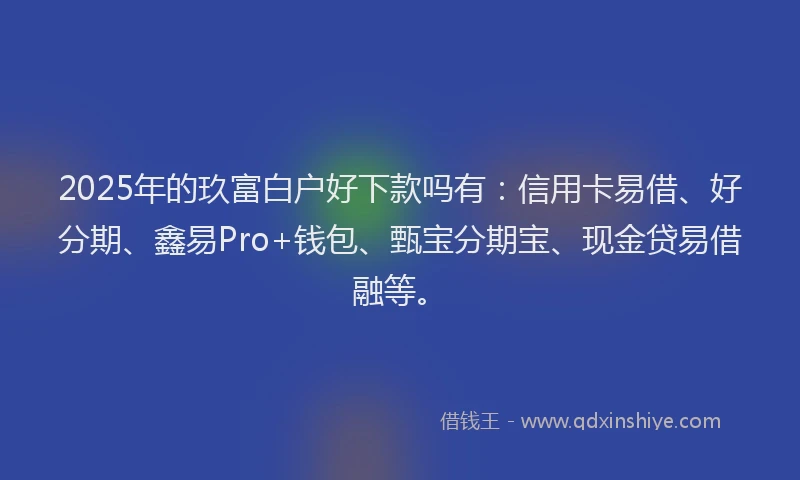 2025年的玖富白户好下款吗有：信用卡易借、好分期、鑫易Pro+钱包、甄宝分期宝、现金贷易借融等。