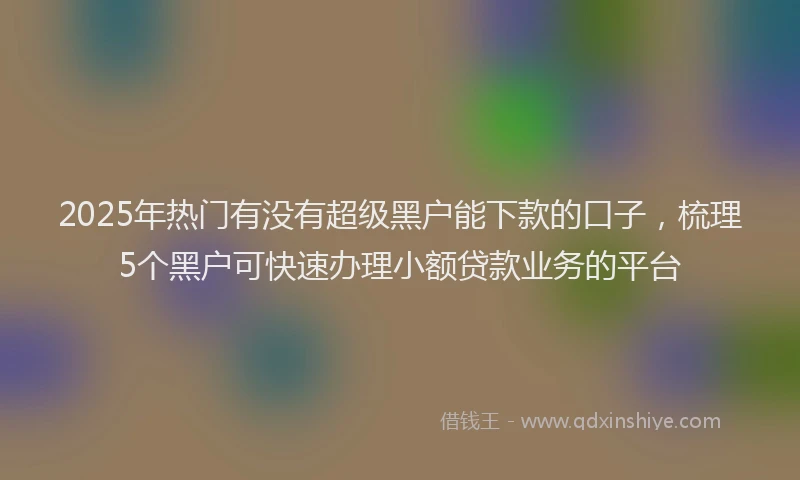 2025年热门有没有超级黑户能下款的口子，梳理5个黑户可快速办理小额贷款业务的平台