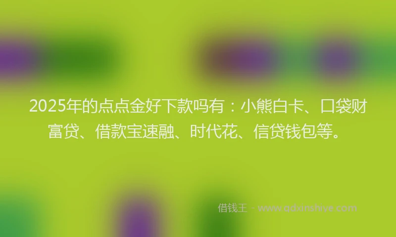 2025年的点点金好下款吗有：小熊白卡、口袋财富贷、借款宝速融、时代花、信贷钱包等。