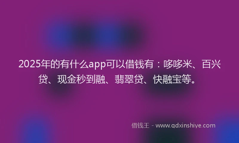 2025年的有什么app可以借钱有：哆哆米、百兴贷、现金秒到融、翡翠贷、快融宝等。