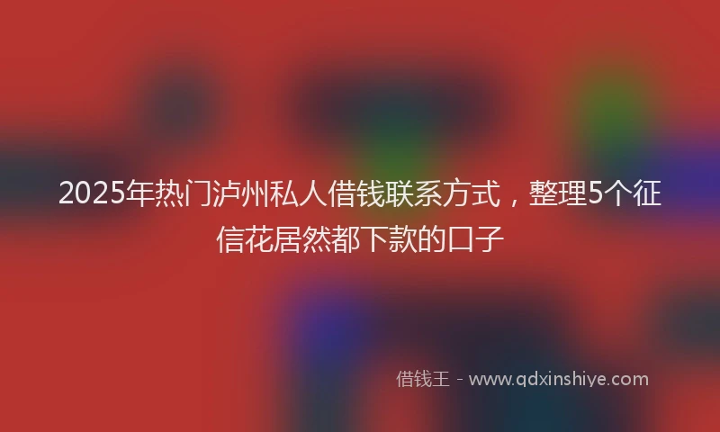 2025年热门泸州私人借钱联系方式，整理5个征信花居然都下款的口子