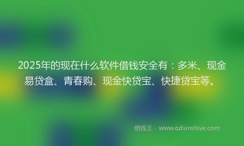 2025年的现在什么软件借钱安全有：多米、现金易贷盒、青春购、现金快贷宝、快捷贷宝等。