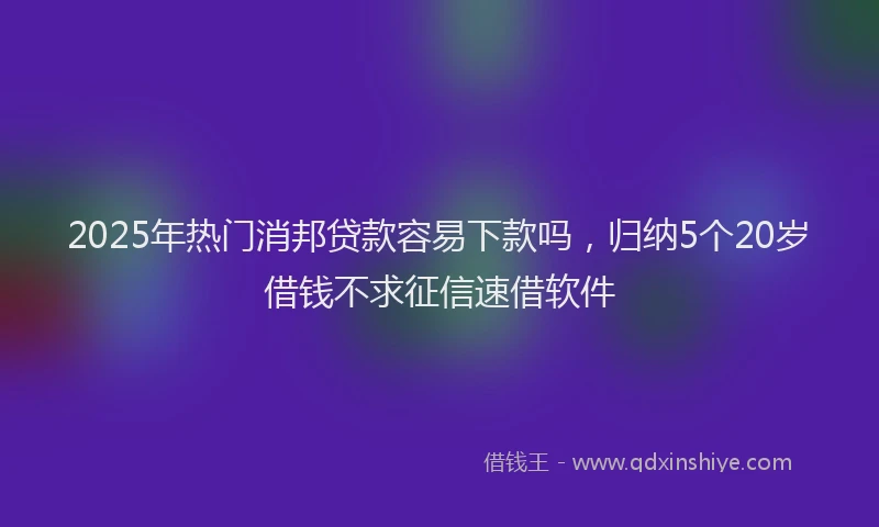 2025年热门消邦贷款容易下款吗，归纳5个20岁借钱不求征信速借软件