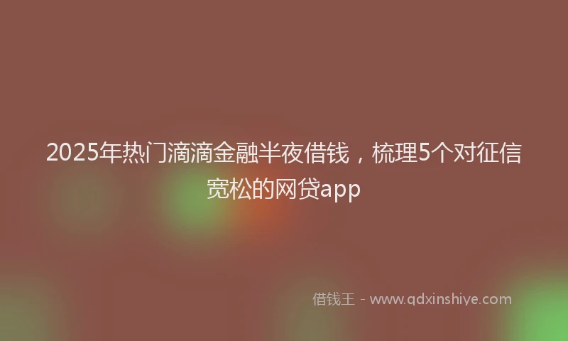 2025年热门滴滴金融半夜借钱，梳理5个对征信宽松的网贷app
