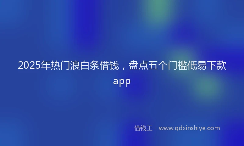 2025年热门浪白条借钱，盘点五个门槛低易下款app