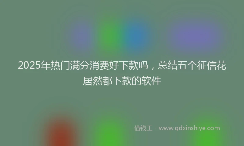 2025年热门满分消费好下款吗，总结五个征信花居然都下款的软件