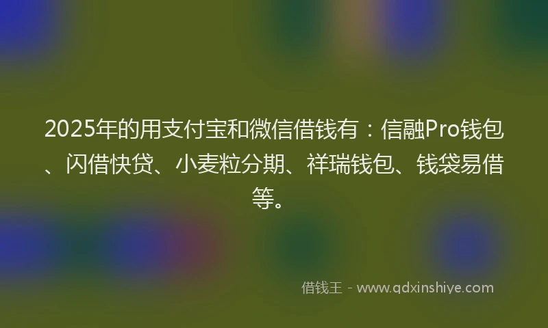 2025年的用支付宝和微信借钱有：信融Pro钱包、闪借快贷、小麦粒分期、祥瑞钱包、钱袋易借等。