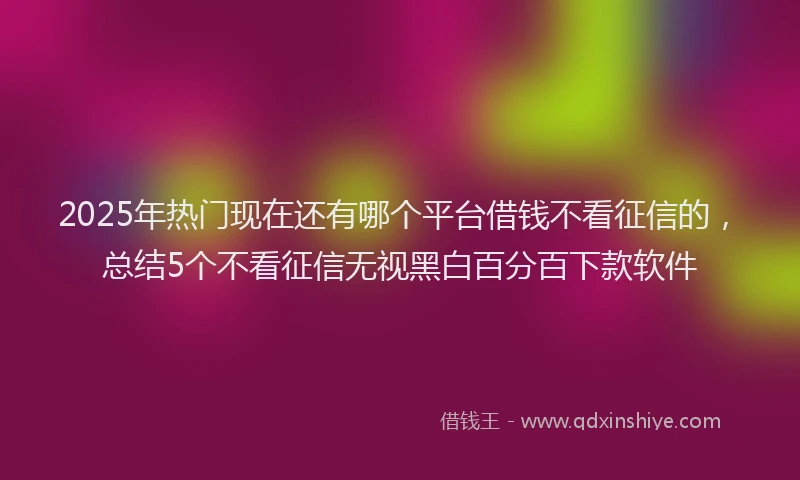 2025年热门现在还有哪个平台借钱不看征信的，总结5个不看征信无视黑白百分百下款软件