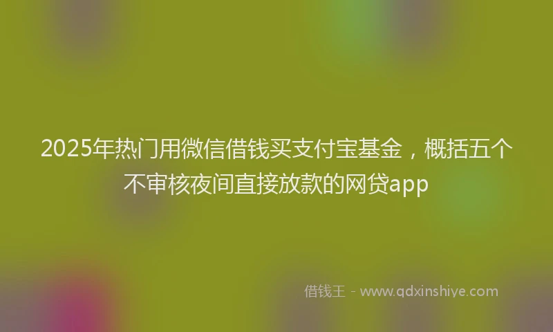 2025年热门用微信借钱买支付宝基金，概括五个不审核夜间直接放款的网贷app