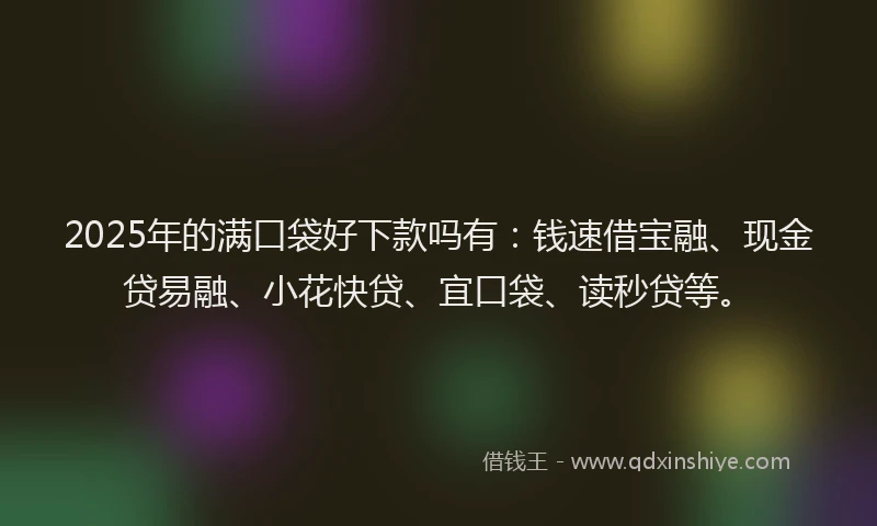 2025年的满口袋好下款吗有：钱速借宝融、现金贷易融、小花快贷、宜口袋、读秒贷等。