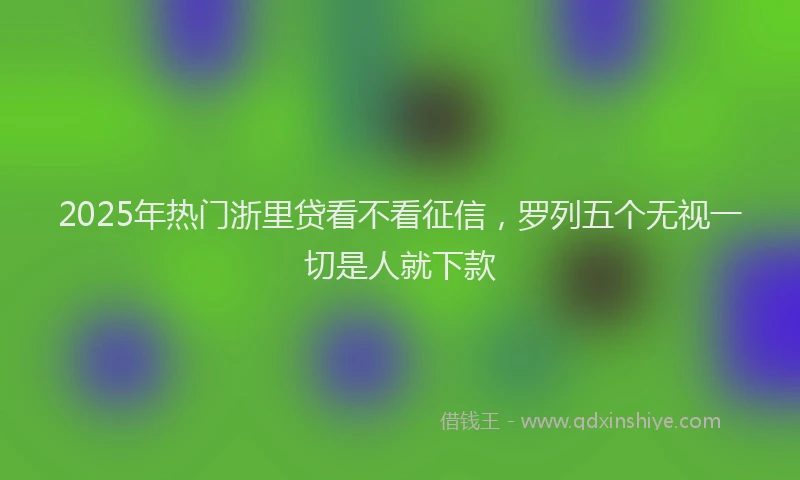 2025年热门浙里贷看不看征信，罗列五个无视一切是人就下款
