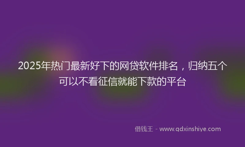2025年热门最新好下的网贷软件排名，归纳五个可以不看征信就能下款的平台