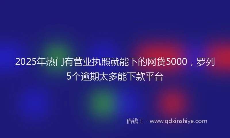 2025年热门有营业执照就能下的网贷5000，罗列5个逾期太多能下款平台
