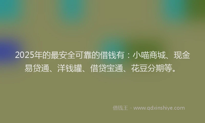 2025年的最安全可靠的借钱有：小喵商城、现金易贷通、洋钱罐、借贷宝通、花豆分期等。