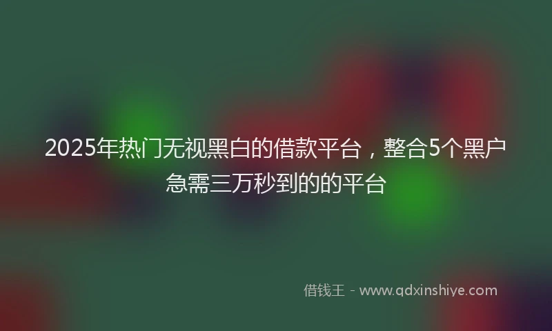 2025年热门无视黑白的借款平台，整合5个黑户急需三万秒到的的平台