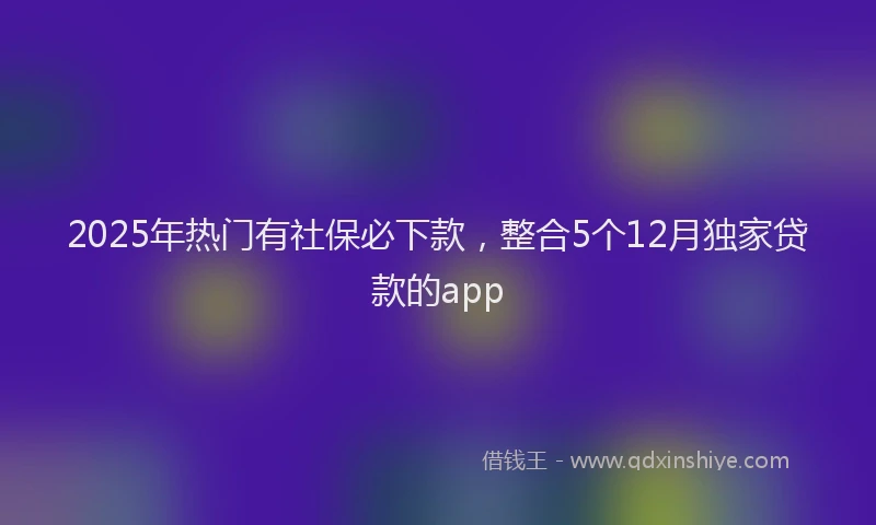 2025年热门有社保必下款，整合5个12月独家贷款的app