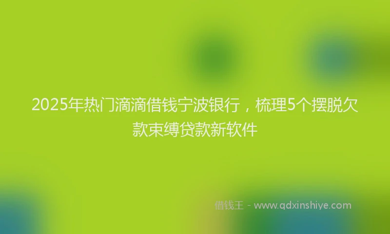 2025年热门滴滴借钱宁波银行，梳理5个摆脱欠款束缚贷款新软件