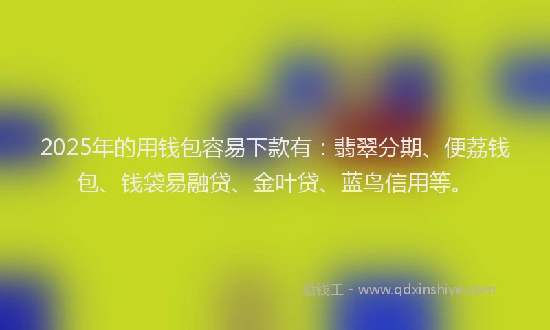 2025年的用钱包容易下款有：翡翠分期、便荔钱包、钱袋易融贷、金叶贷、蓝鸟信用等。
