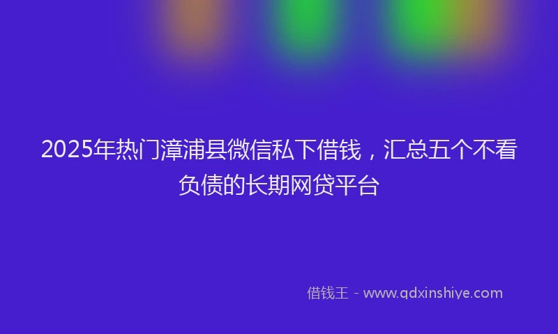 2025年热门漳浦县微信私下借钱，汇总五个不看负债的长期网贷平台