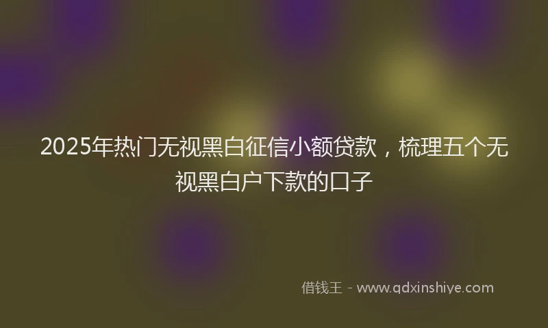 2025年热门无视黑白征信小额贷款，梳理五个无视黑白户下款的口子