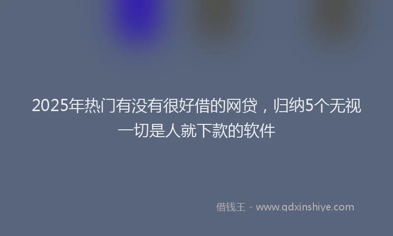 2025年热门有没有很好借的网贷，归纳5个无视一切是人就下款的软件