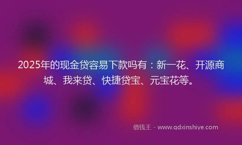 2025年的现金贷容易下款吗有：新一花、开源商城、我来贷、快捷贷宝、元宝花等。