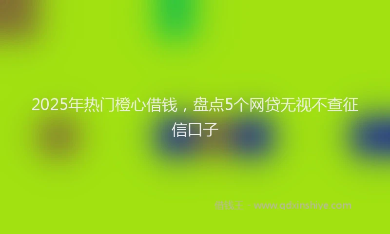 2025年热门橙心借钱，盘点5个网贷无视不查征信口子