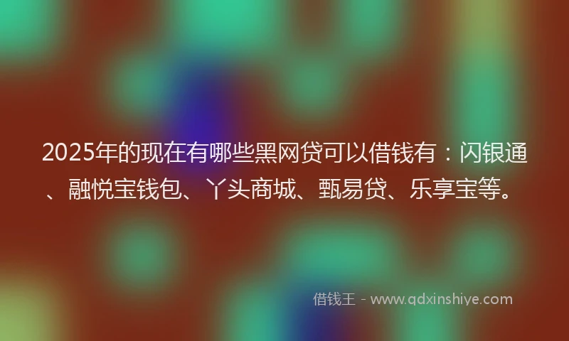 2025年的现在有哪些黑网贷可以借钱有：闪银通、融悦宝钱包、丫头商城、甄易贷、乐享宝等。