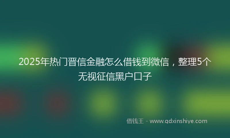 2025年热门晋信金融怎么借钱到微信，整理5个无视征信黑户口子