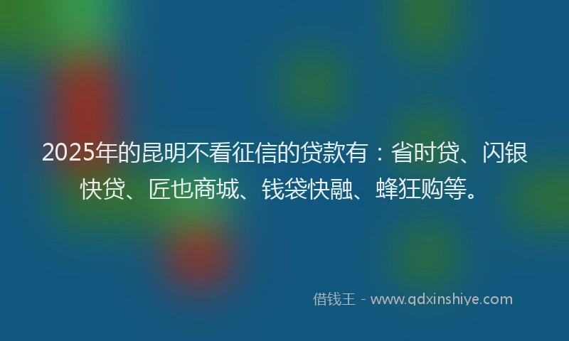 2025年的昆明不看征信的贷款有：省时贷、闪银快贷、匠也商城、钱袋快融、蜂狂购等。