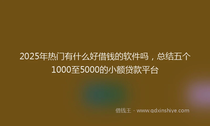 2025年热门有什么好借钱的软件吗，总结五个1000至5000的小额贷款平台
