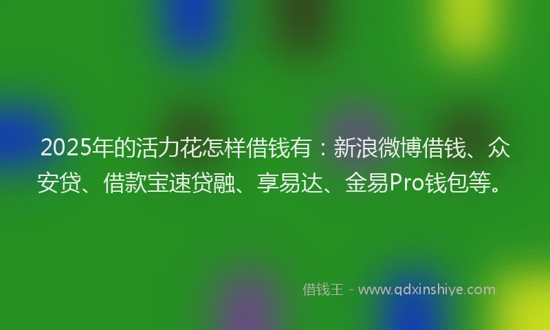 2025年的活力花怎样借钱有：新浪微博借钱、众安贷、借款宝速贷融、享易达、金易Pro钱包等。