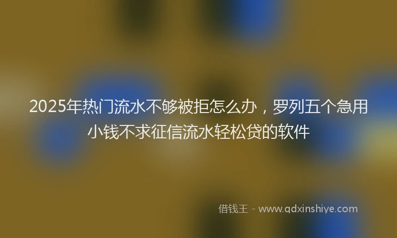 2025年热门流水不够被拒怎么办，罗列五个急用小钱不求征信流水轻松贷的软件