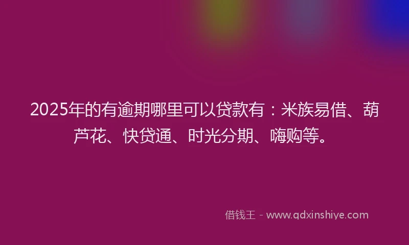 2025年的有逾期哪里可以贷款有：米族易借、葫芦花、快贷通、时光分期、嗨购等。