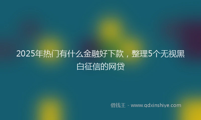 2025年热门有什么金融好下款，整理5个无视黑白征信的网贷