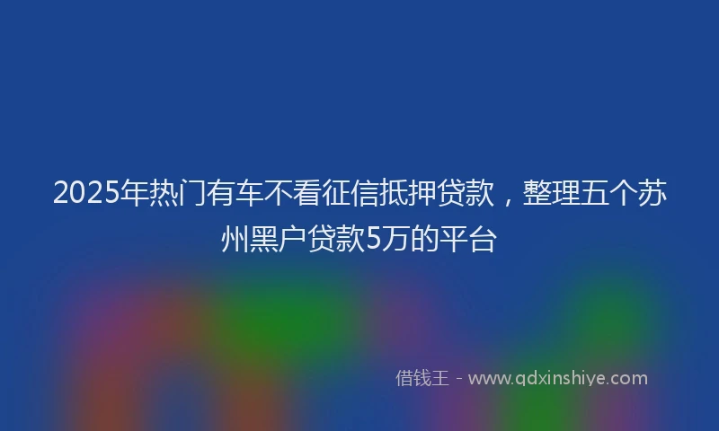 2025年热门有车不看征信抵押贷款，整理五个苏州黑户贷款5万的平台