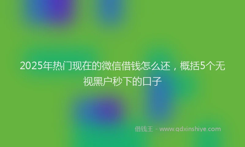 2025年热门现在的微信借钱怎么还，概括5个无视黑户秒下的口子