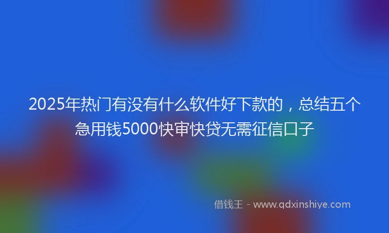 2025年热门有没有什么软件好下款的，总结五个急用钱5000快审快贷无需征信口子