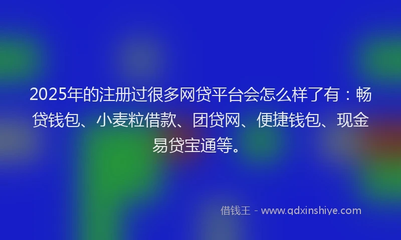 2025年的注册过很多网贷平台会怎么样了有：畅贷钱包、小麦粒借款、团贷网、便捷钱包、现金易贷宝通等。