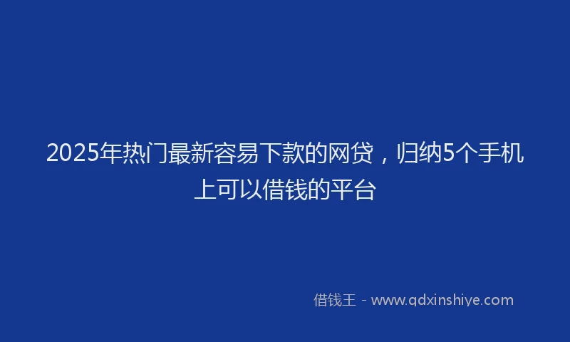 2025年热门最新容易下款的网贷，归纳5个手机上可以借钱的平台